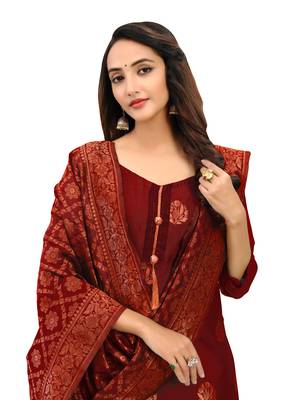 Wine jacquard banarasi salwar 4