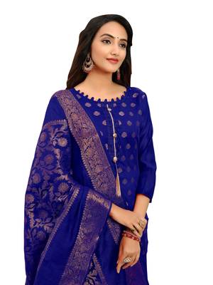 Royal-blue jacquard banarasi salwar 4