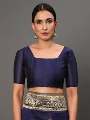 Glemora NevyBlue Fancy Ethnic Wear Silk Blend Banarasi Traditional Saree 4