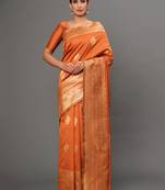 Glemora orange Fancy Ethnic Wear Silk Blend Banarasi Traditional Saree