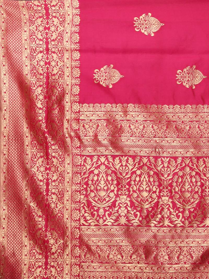 Glemora Pink Fancy Ethnic Wear Silk Blend Banarasi Traditional Saree