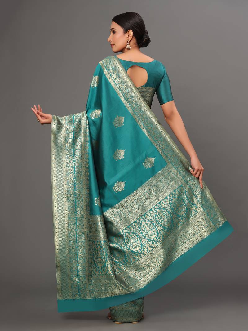 Glemora Rama Fancy Ethnic Wear Silk Blend Banarasi Traditional Saree