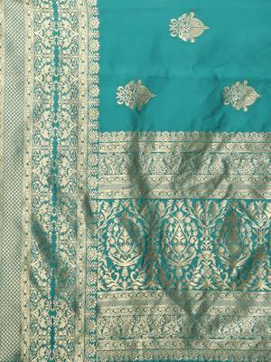 Glemora Rama Fancy Ethnic Wear Silk Blend Banarasi Traditional Saree 5