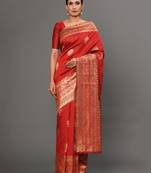 Glemora Red Fancy Ethnic Wear Silk Blend Banarasi Traditional Saree