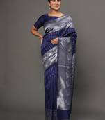 Glemora NevyBlue Designer Ethnic Wear Silk Blend Banarasi Traditional Saree