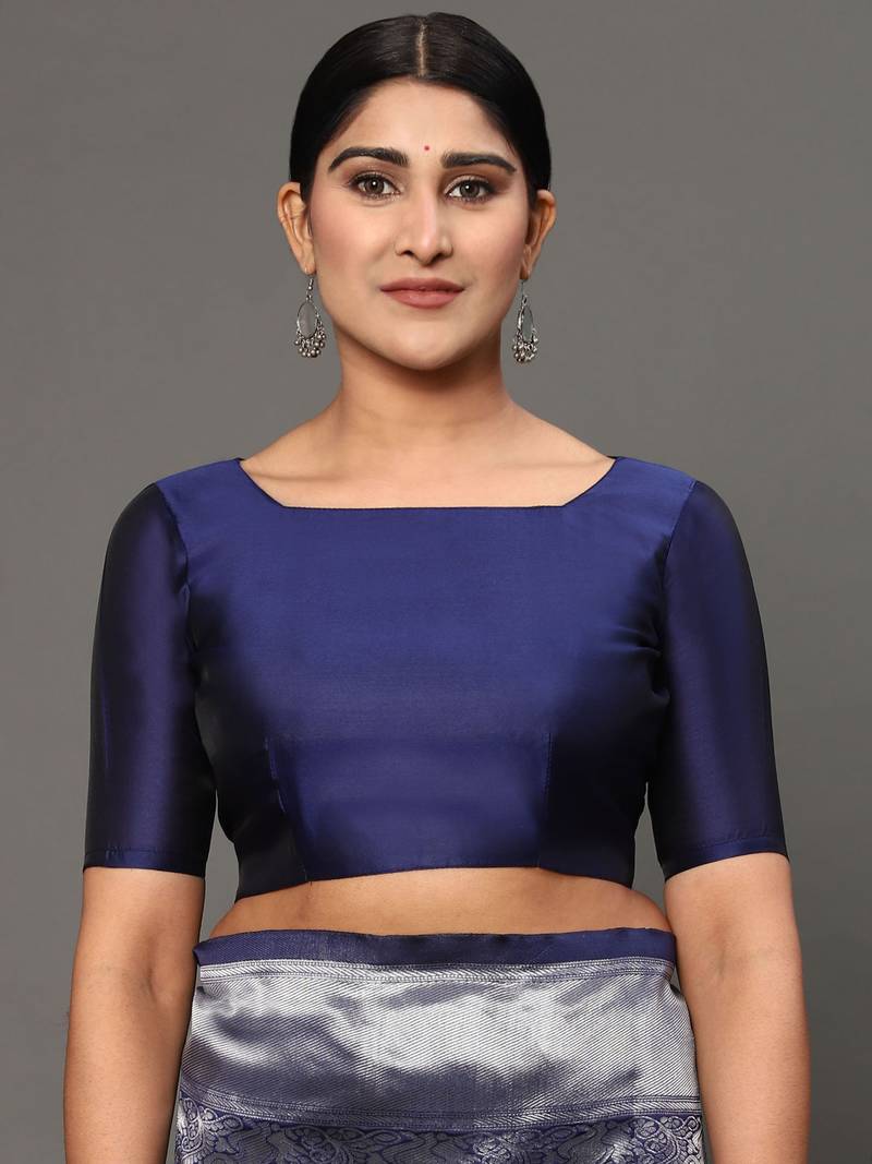 Glemora NevyBlue Designer Ethnic Wear Silk Blend Banarasi Traditional Saree