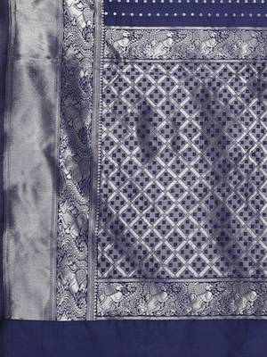 Glemora NevyBlue Designer Ethnic Wear Silk Blend Banarasi Traditional Saree 5