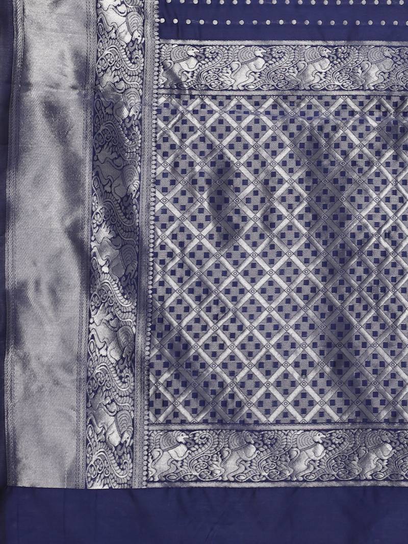 Glemora NevyBlue Designer Ethnic Wear Silk Blend Banarasi Traditional Saree