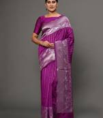 Glemora Purple Designer Ethnic Wear Silk Blend Banarasi Traditional Saree