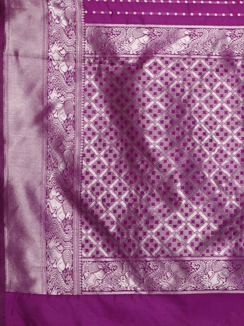 Glemora Purple Designer Ethnic Wear Silk Blend Banarasi Traditional Saree