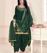 Green Embroidered Silk Cotton Punjabi Salwar Suit
