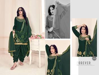 Green Embroidered Silk Cotton Punjabi Salwar Suit 2
