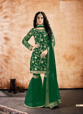 Green embroidered net salwar 1