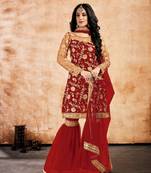 Red embroidered net salwar