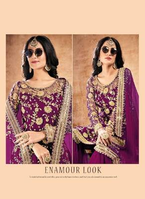 Wine embroidered net salwar 2