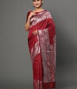 Glemora Red Designer Ethnic Wear Silk Blend Banarasi Traditional Saree