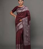 Glemora Wine Designer Ethnic Wear Silk Blend Banarasi Traditional Saree