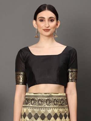 Glemora Black Designer Ethnic Wear Silk Blend Banarasi Traditional Saree 4