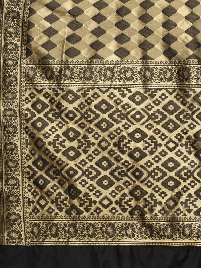 Glemora Black Designer Ethnic Wear Silk Blend Banarasi Traditional Saree