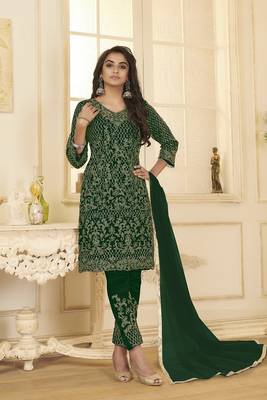 Green embroidered net salwar 1