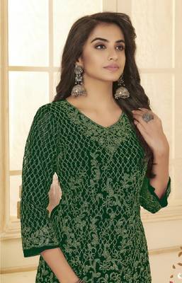 Green embroidered net salwar 2