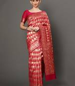 Glemora Pink Designer Ethnic Wear Silk Blend Banarasi Traditional Saree