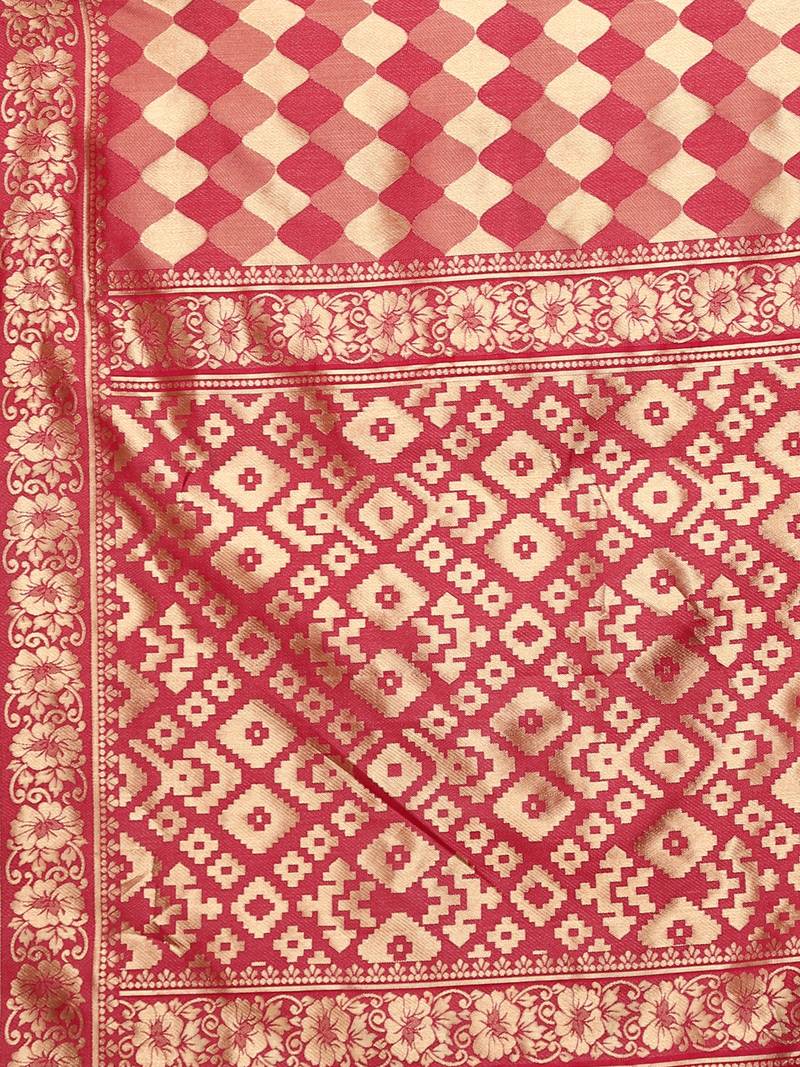 Glemora Pink Designer Ethnic Wear Silk Blend Banarasi Traditional Saree