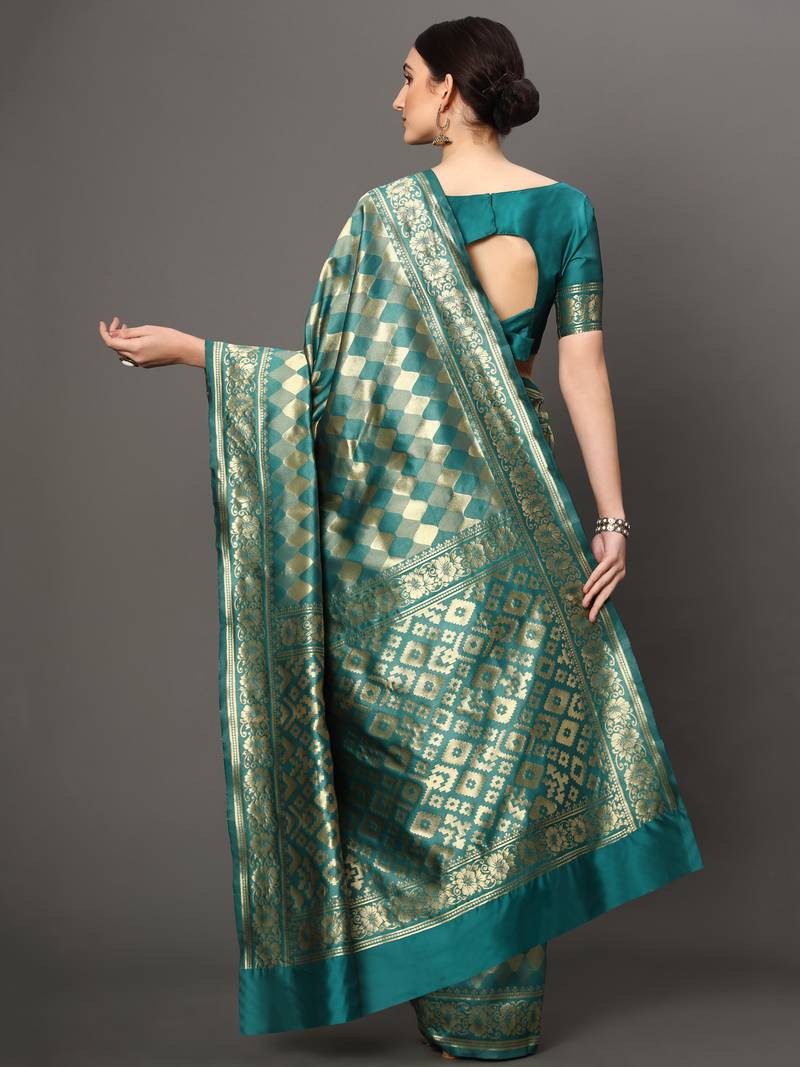 Glemora Rama Designer Ethnic Wear Silk Blend Banarasi Traditional Saree