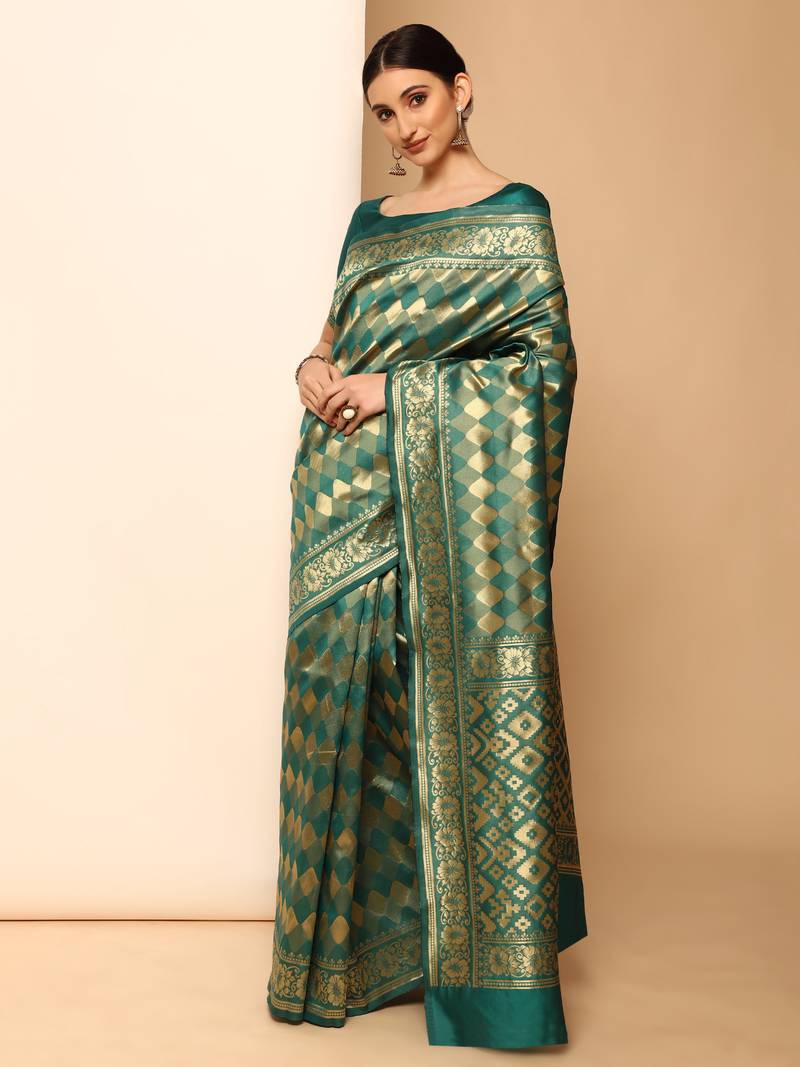 Glemora Rama Designer Ethnic Wear Silk Blend Banarasi Traditional Saree