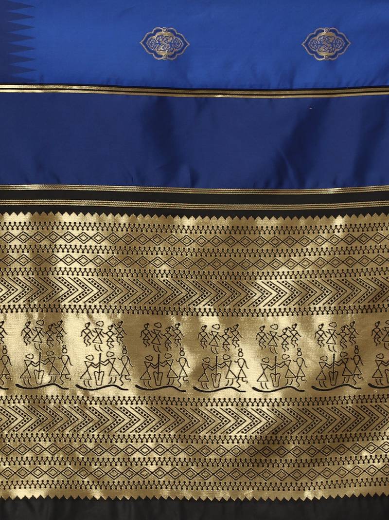 Glemora Blue Beautiful Ethnic Wear Silk Blend Banarasi Traditional Saree