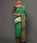 Glemora Green Beautiful Ethnic Wear Silk Blend Banarasi Traditional Saree