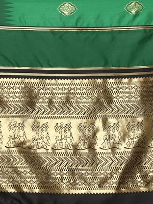Glemora Green Beautiful Ethnic Wear Silk Blend Banarasi Traditional Saree 5