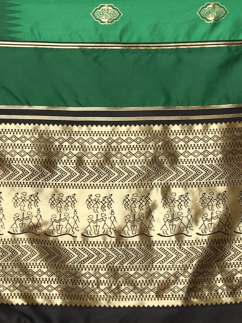 Glemora Green Beautiful Ethnic Wear Silk Blend Banarasi Traditional Saree