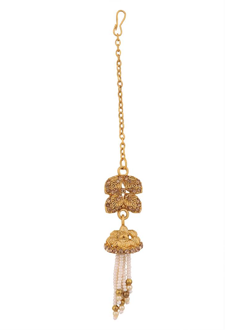 Traditional Hasli Style Gold Plated Choker Cutwork and Floral Design with Earring Maangtika