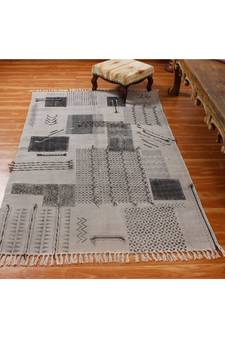 10x10 Ft Outdoor Patio Rug Geometric Rug Handmade Cotton Dhurrie Area