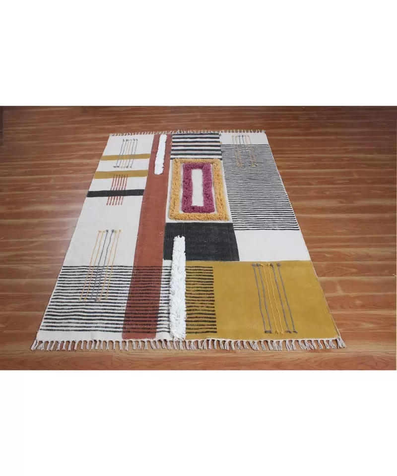 4x20 Ft Indigo Rug Handmade Cotton Dhurrie Area Kitchen Carpet Flatwoven Throw Rug