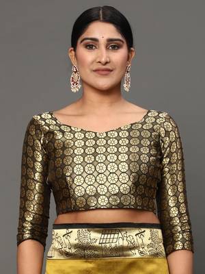 Glemora Yellow Beautiful Ethnic Wear Silk Blend Banarasi Traditional Saree 4