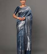 Glemora Grey Fancy Ethnic Wear Silk Blend Banarasi Traditional Saree
