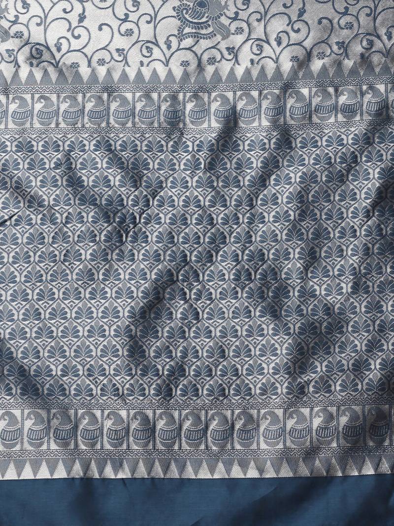 Glemora Grey Fancy Ethnic Wear Silk Blend Banarasi Traditional Saree