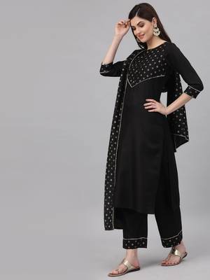 Black printed viscose rayon combo-kurtis 1