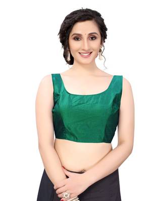Women's Green Art Silk Stitched Padded Blouse 1
