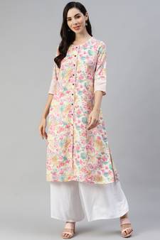 Multicolor printed cotton ethnic-kurtis