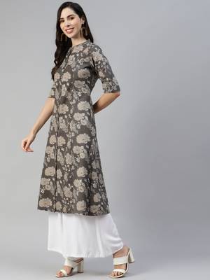 Coffee printed cotton ethnic-kurtis 3