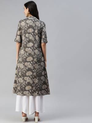 Coffee printed cotton ethnic-kurtis 4