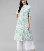 White printed cotton ethnic-kurtis