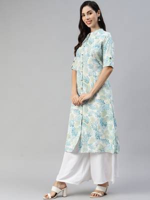 White printed cotton ethnic-kurtis 3