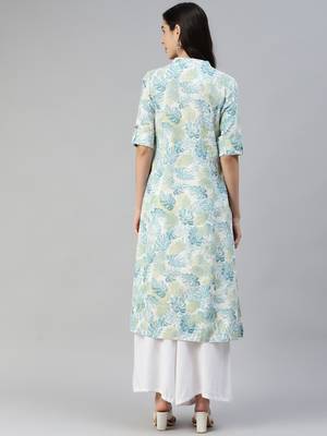 White printed cotton ethnic-kurtis 4