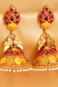 Gorgeous goldtone huge kemp peacock jhumkkas dj11930