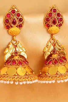 Gorgeous goldtone huge kemp peacock jhumkkas dj11930