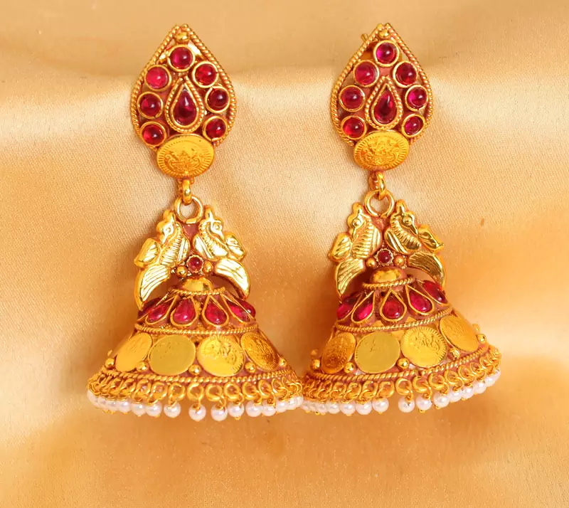 Gorgeous goldtone huge kemp peacock jhumkkas dj11930